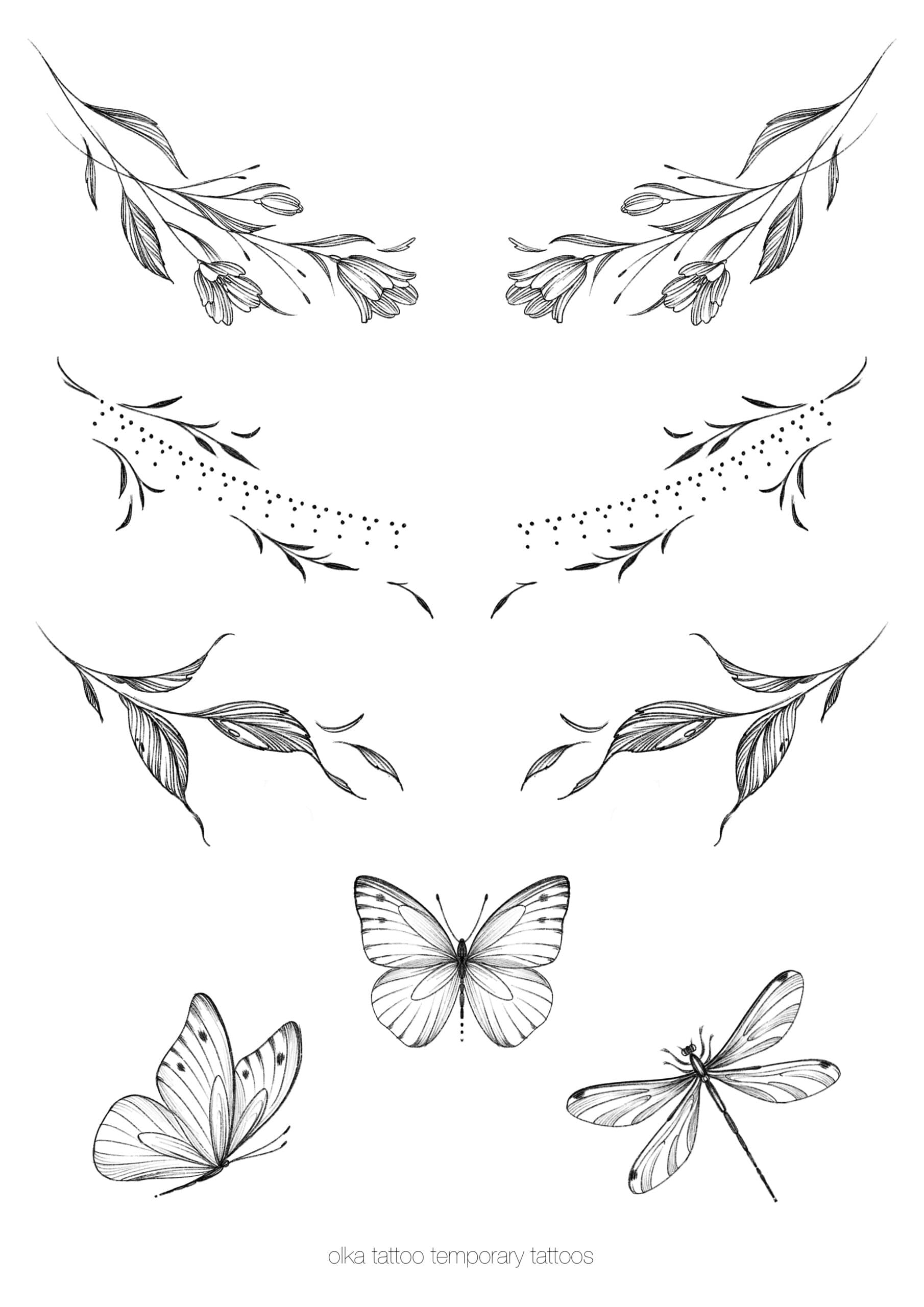 Tymczasowe tatuaże – Arkusz Natura